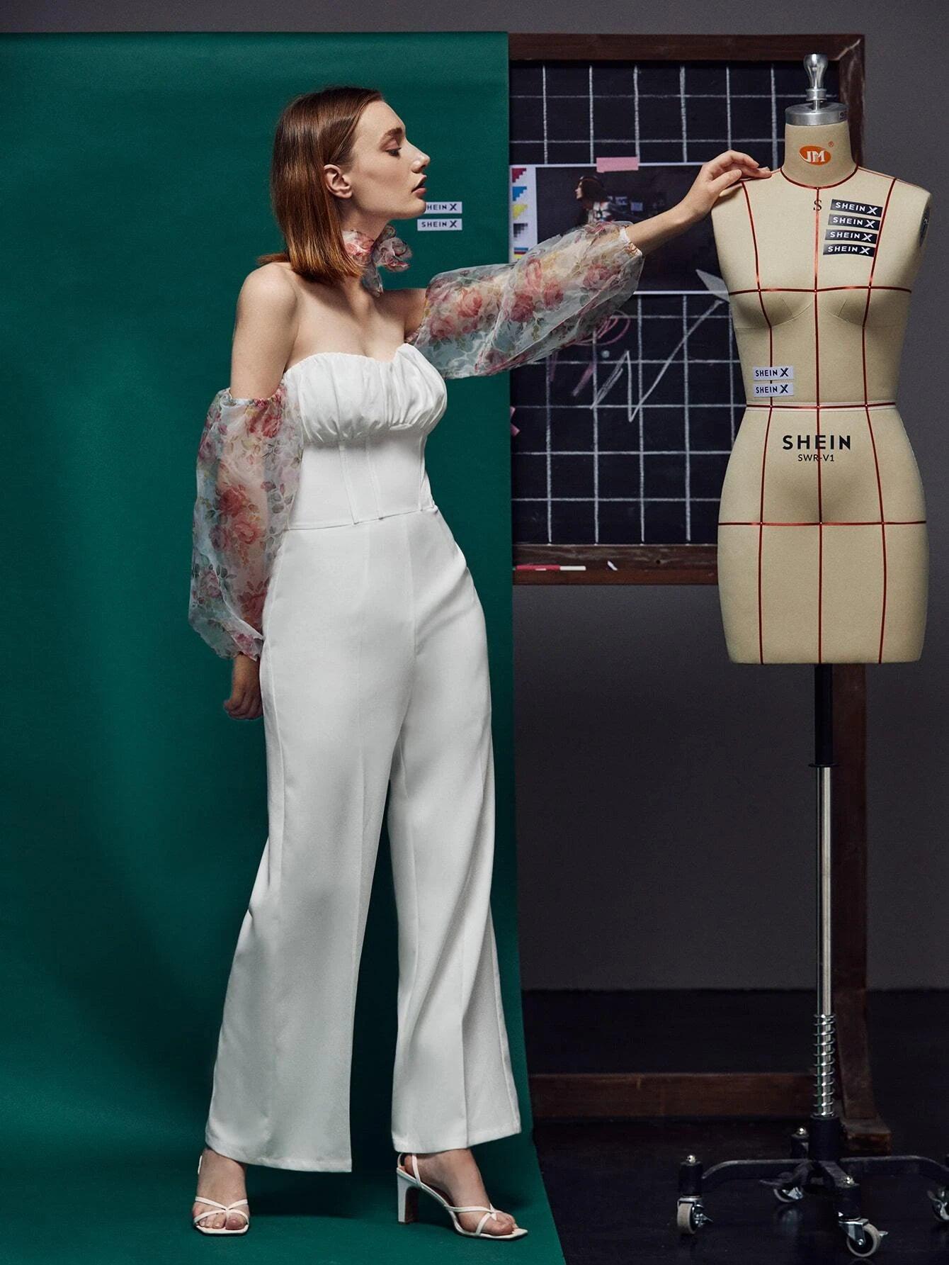 Off-Shoulder Bishop Sleeve Jumpsuit-Comfy Jumpsuits