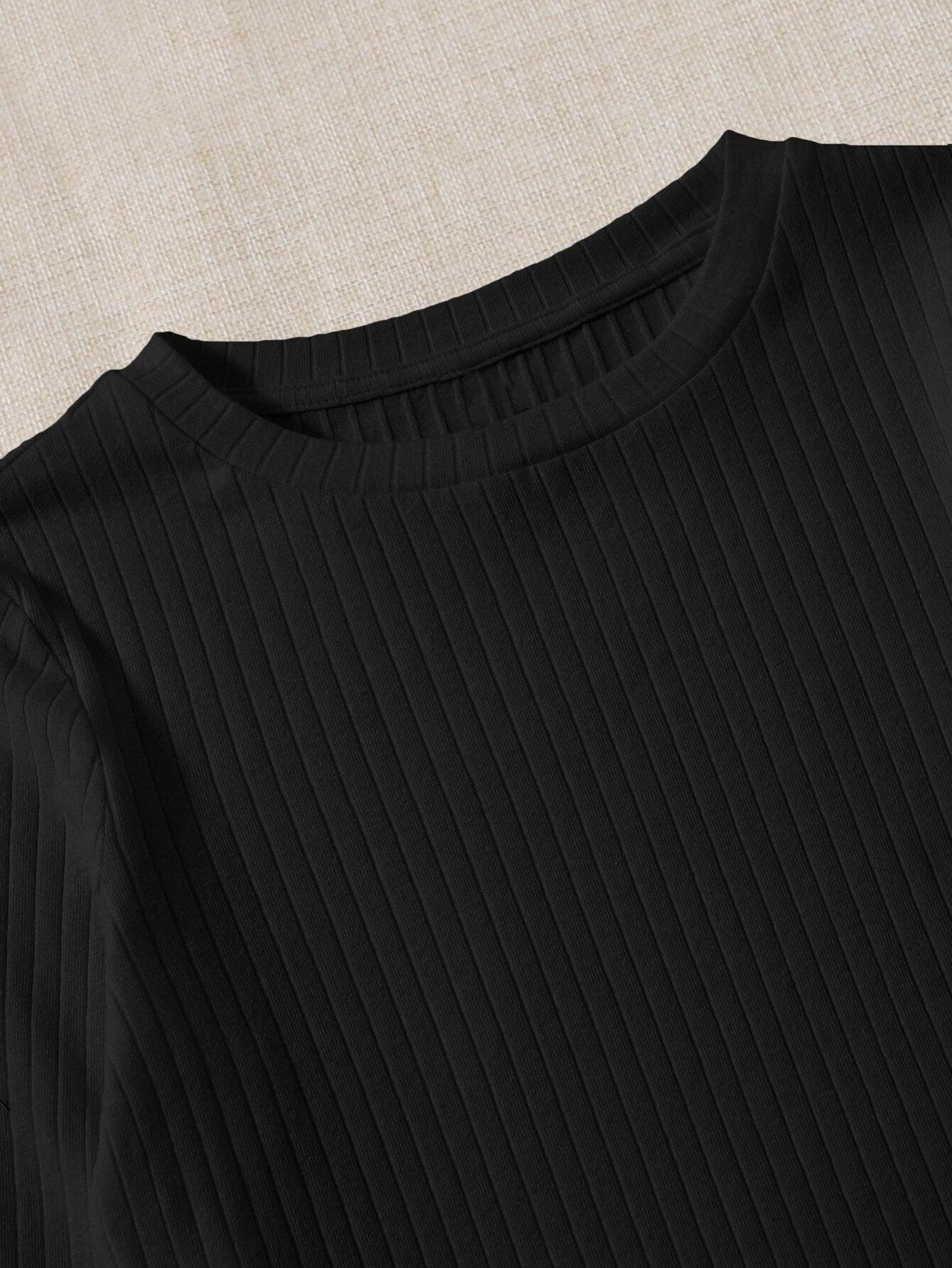 Rib-Knit Solid Bodysuit-Comfy Jumpsuits