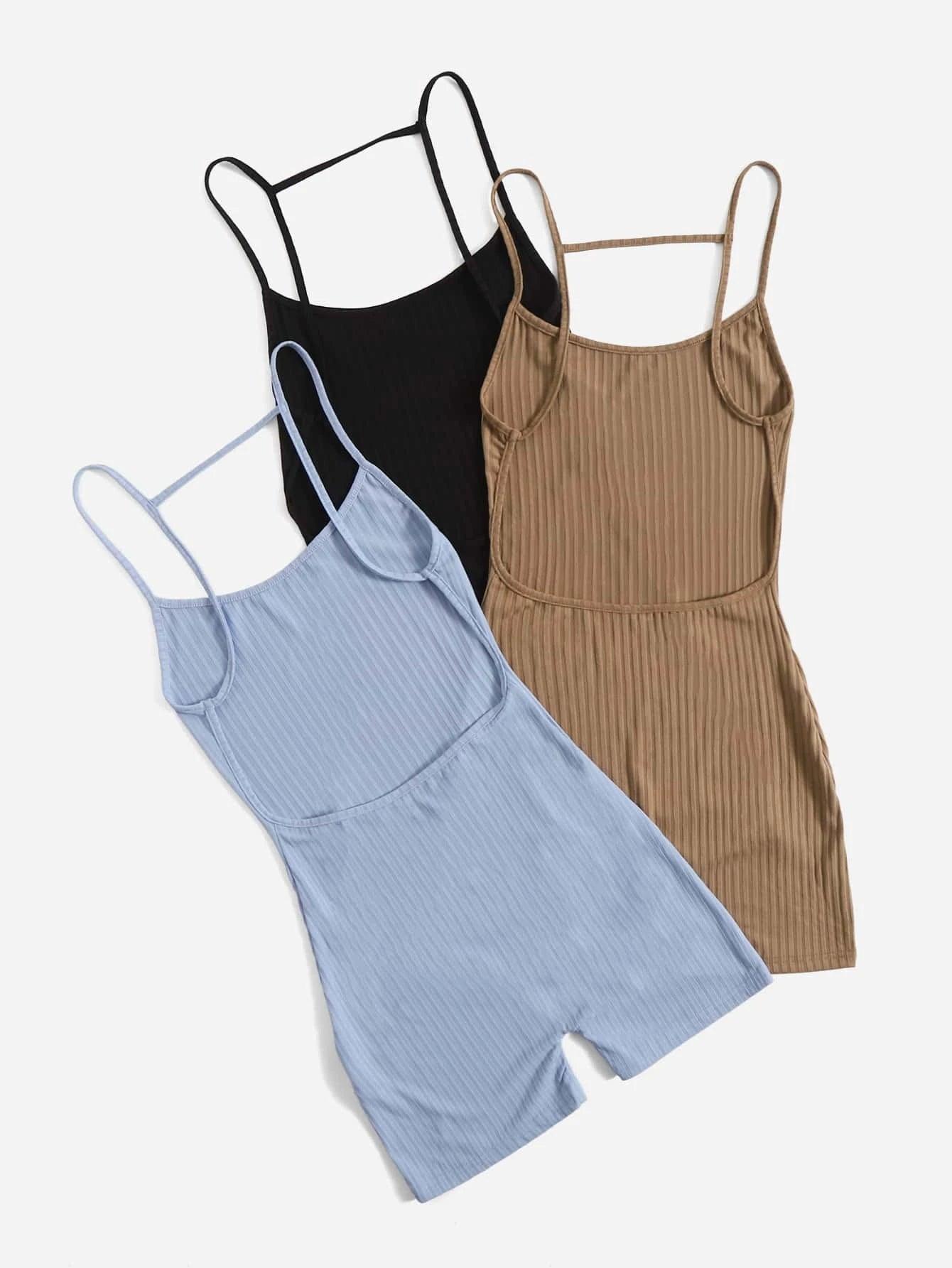 3 Pieces Spaghetti Strap Cami Romper-Comfy Jumpsuits