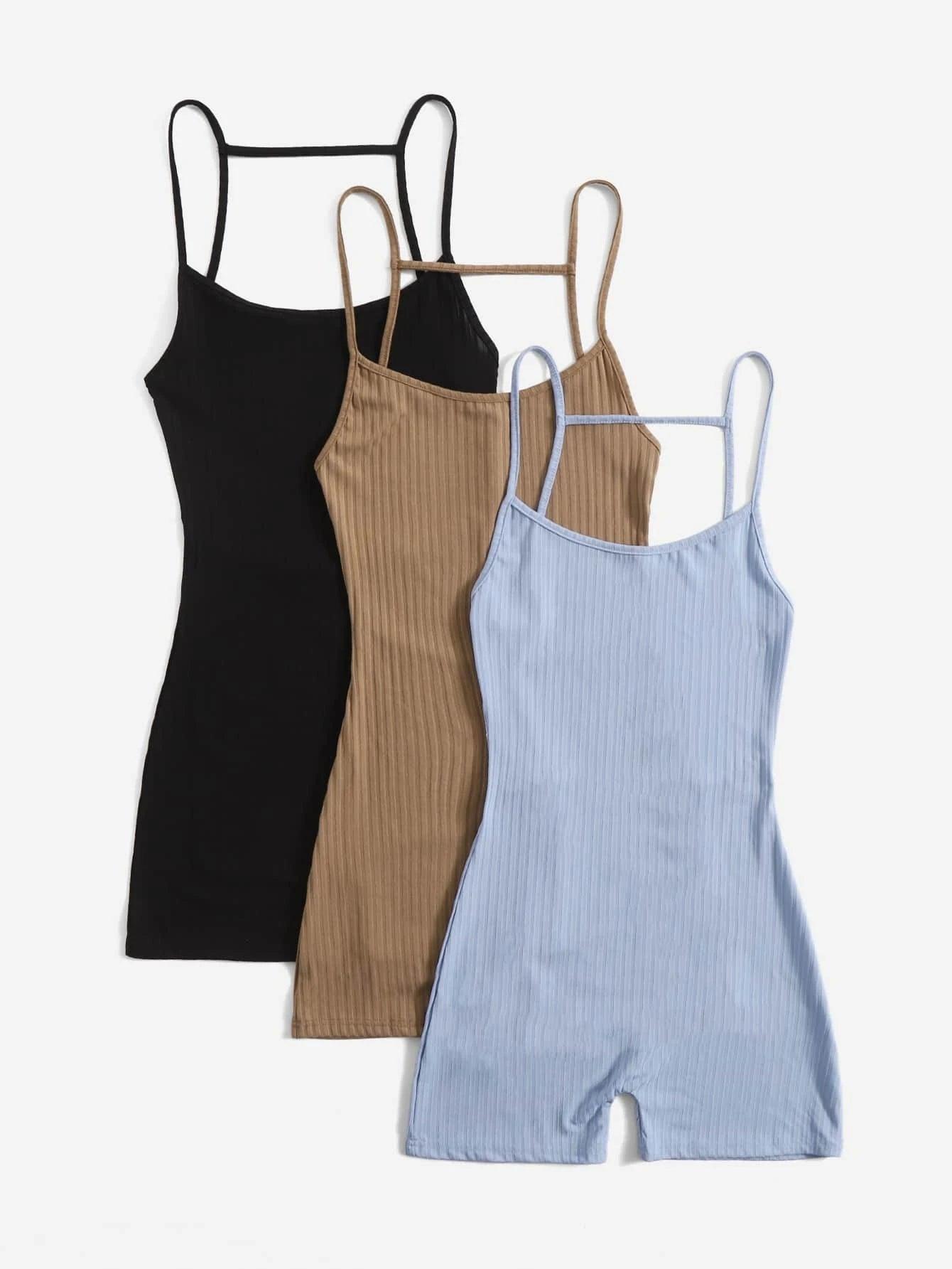 3 Pieces Spaghetti Strap Cami Romper-Comfy Jumpsuits