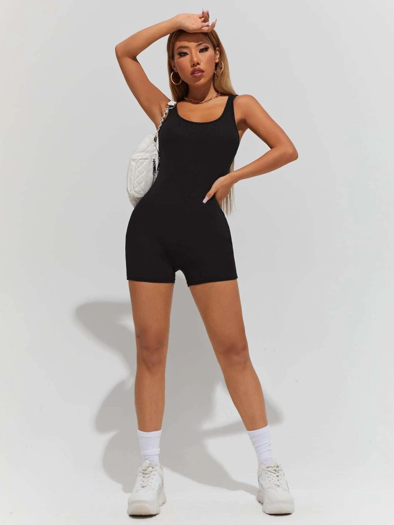 Solid Colored Unitard Tank Rompers-Comfy Jumpsuits