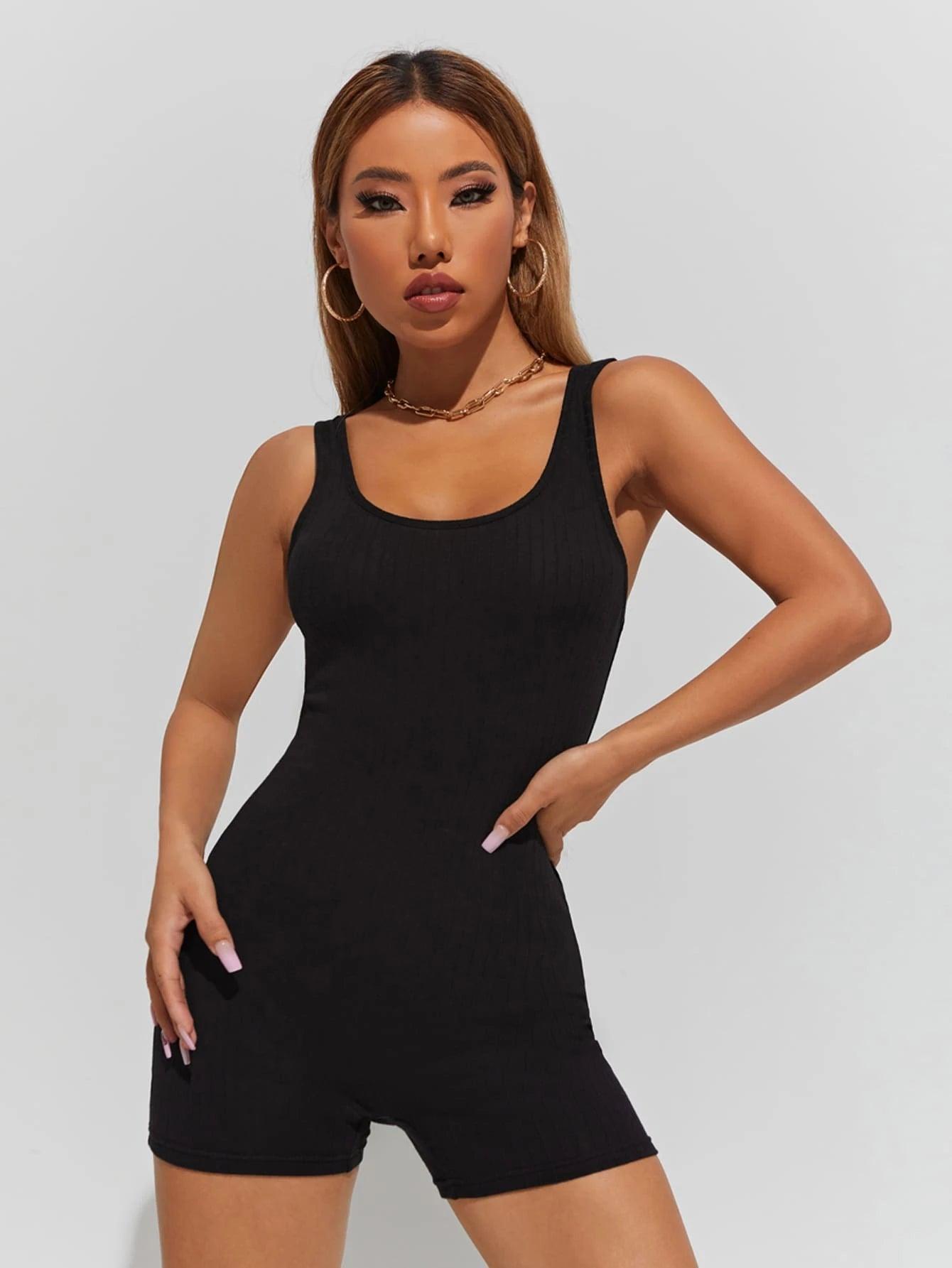 Solid Colored Unitard Tank Rompers-Comfy Jumpsuits