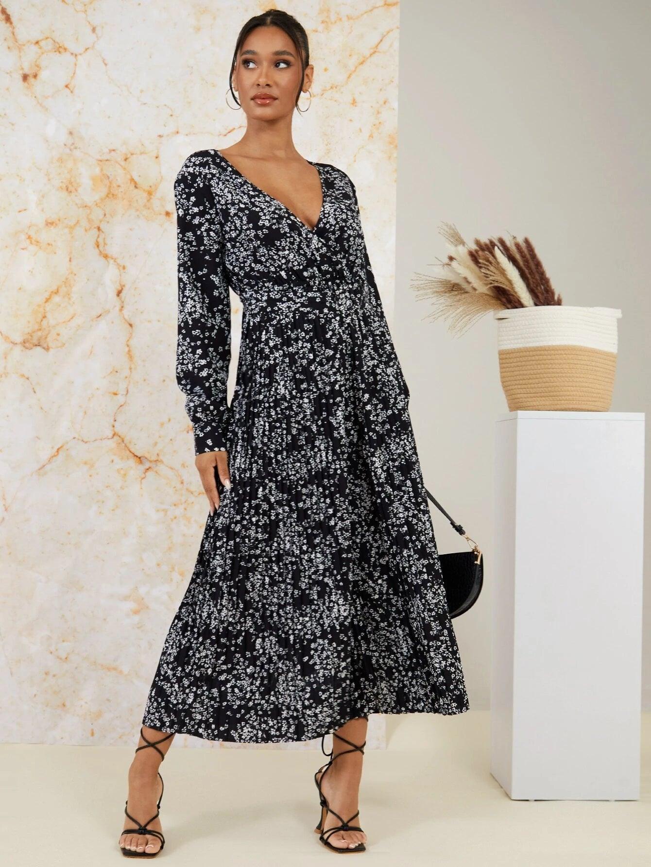 Floral Bishop Sleeve Jumpsuit-Comfy Jumpsuits