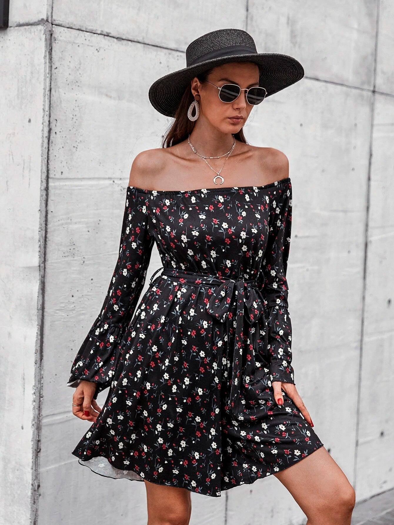 Flounce Sleeve Belted Romper-Comfy Jumpsuits