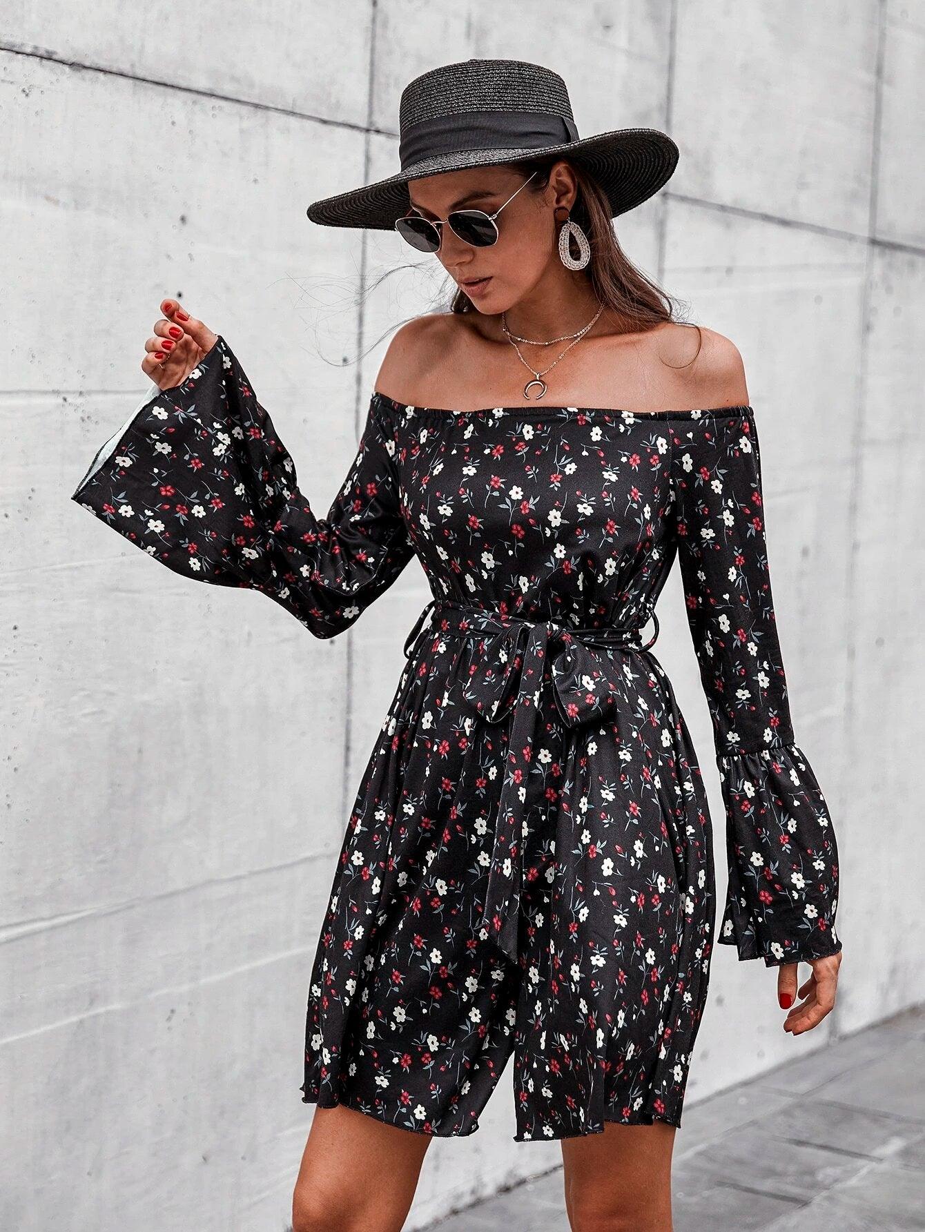 Flounce Sleeve Belted Romper-Comfy Jumpsuits