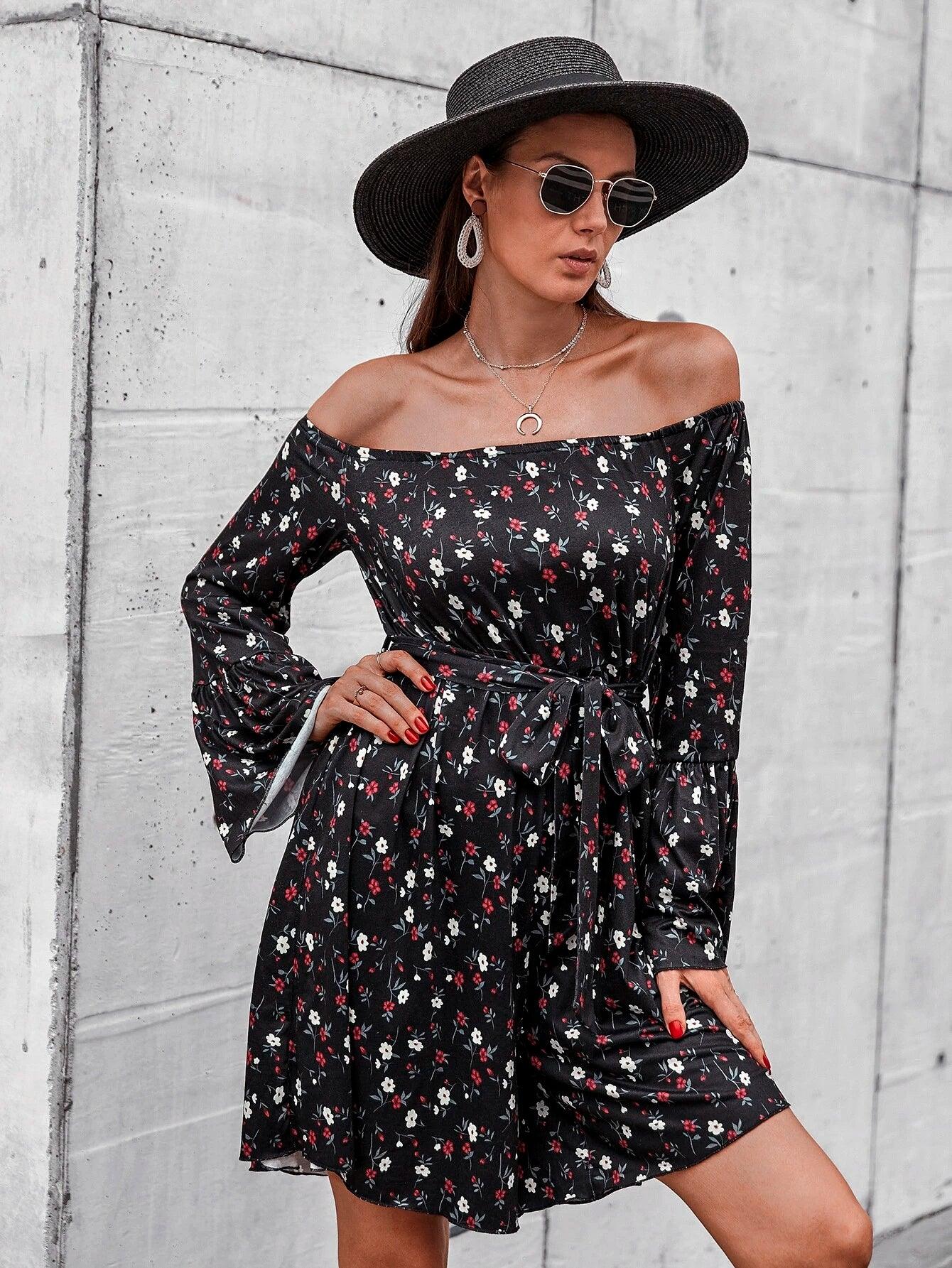 Flounce Sleeve Belted Romper-Comfy Jumpsuits