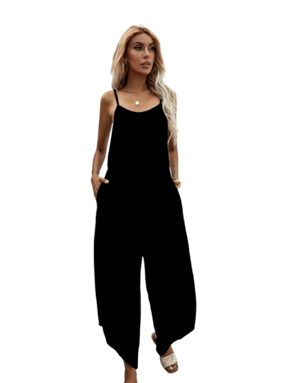 Striped Print Asymmetrical Hem Cami Jumpsuit-Comfy Jumpsuits