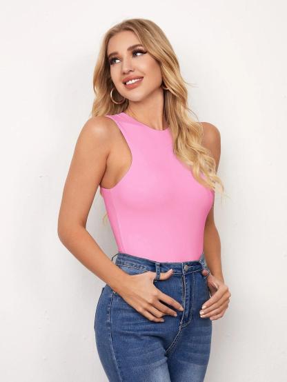 Casual Sleeveless Tank Bodysuit-Comfy Jumpsuits
