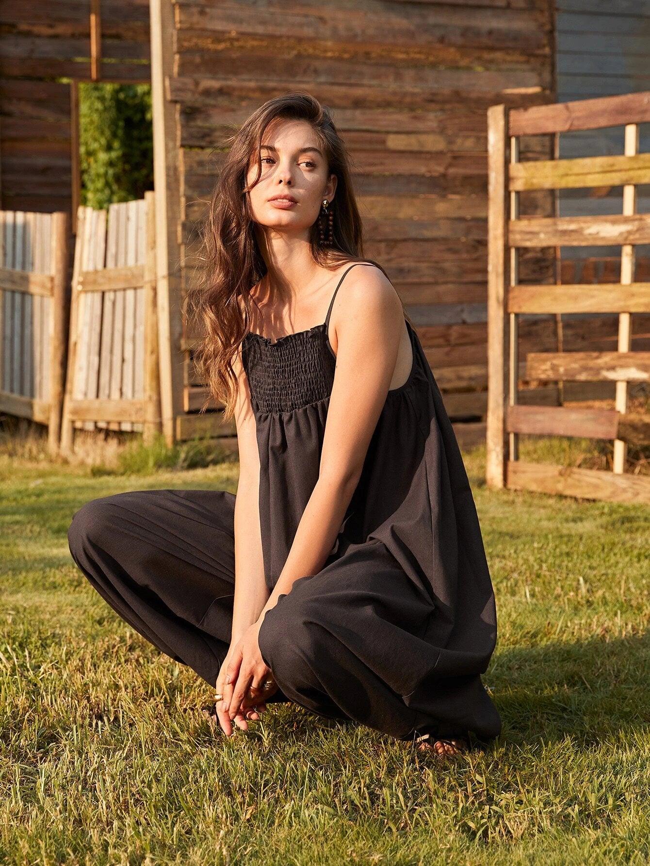 Frill Trim Cami Jumpsuit-Comfy Jumpsuits