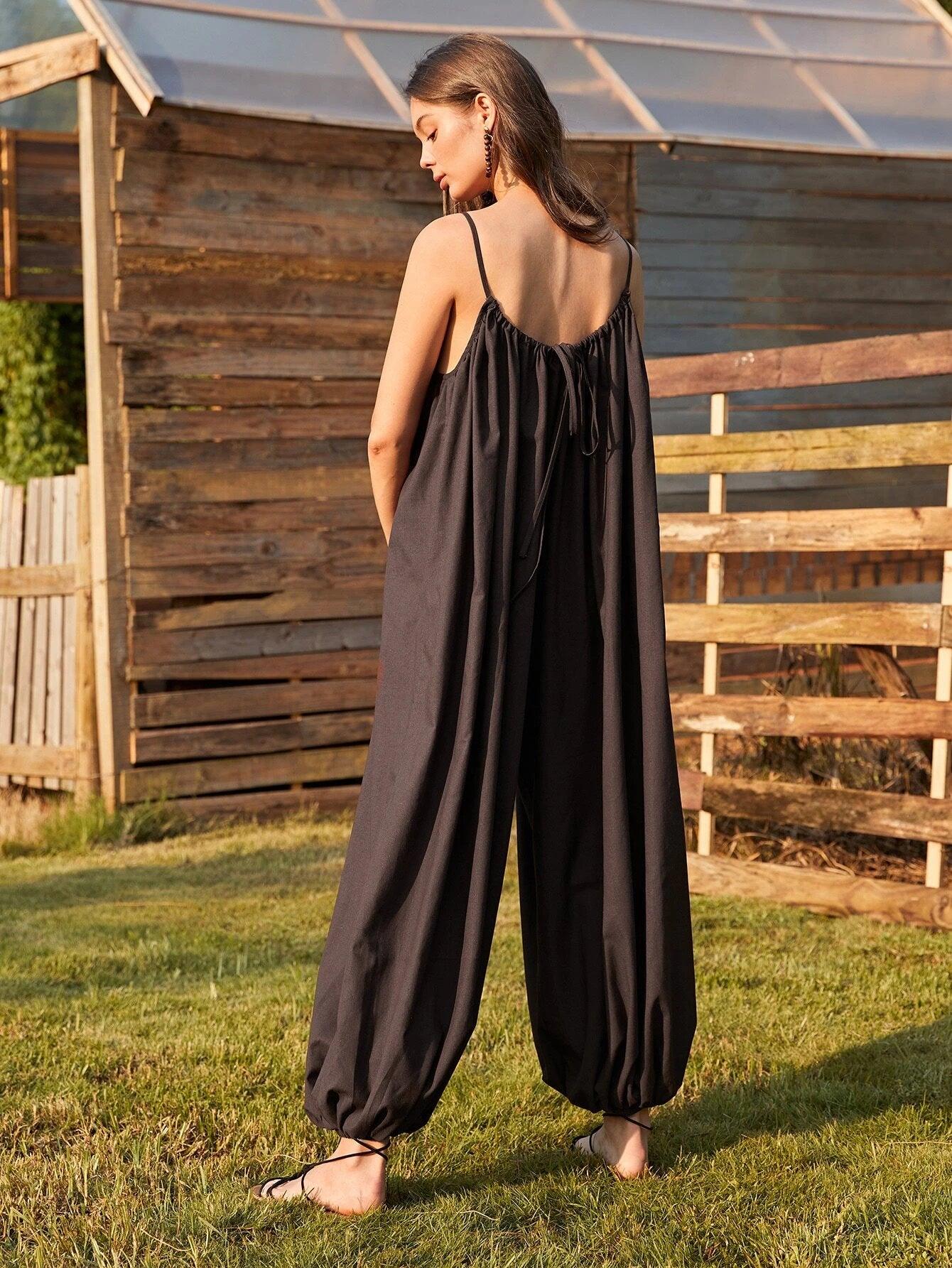 Frill Trim Cami Jumpsuit-Comfy Jumpsuits