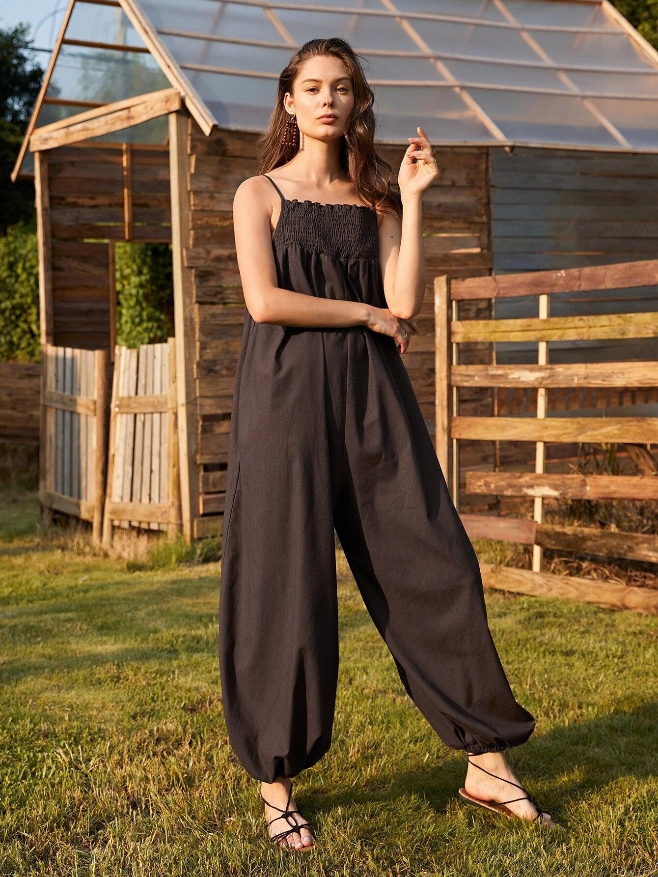 Frill Trim Cami Jumpsuit-Comfy Jumpsuits
