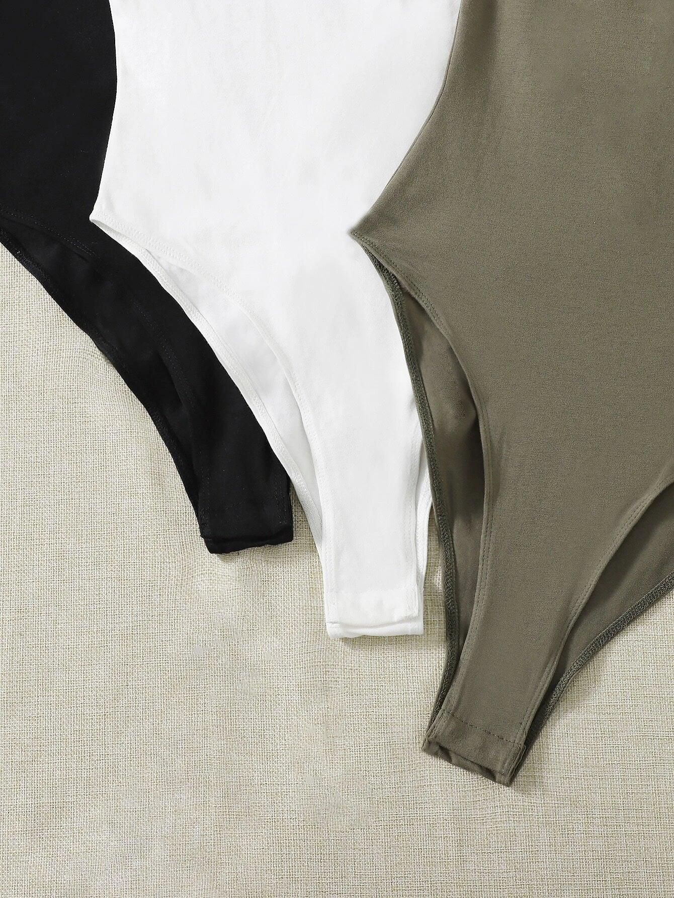 3 Pieces Round Neck Bodysuit-Comfy Jumpsuits