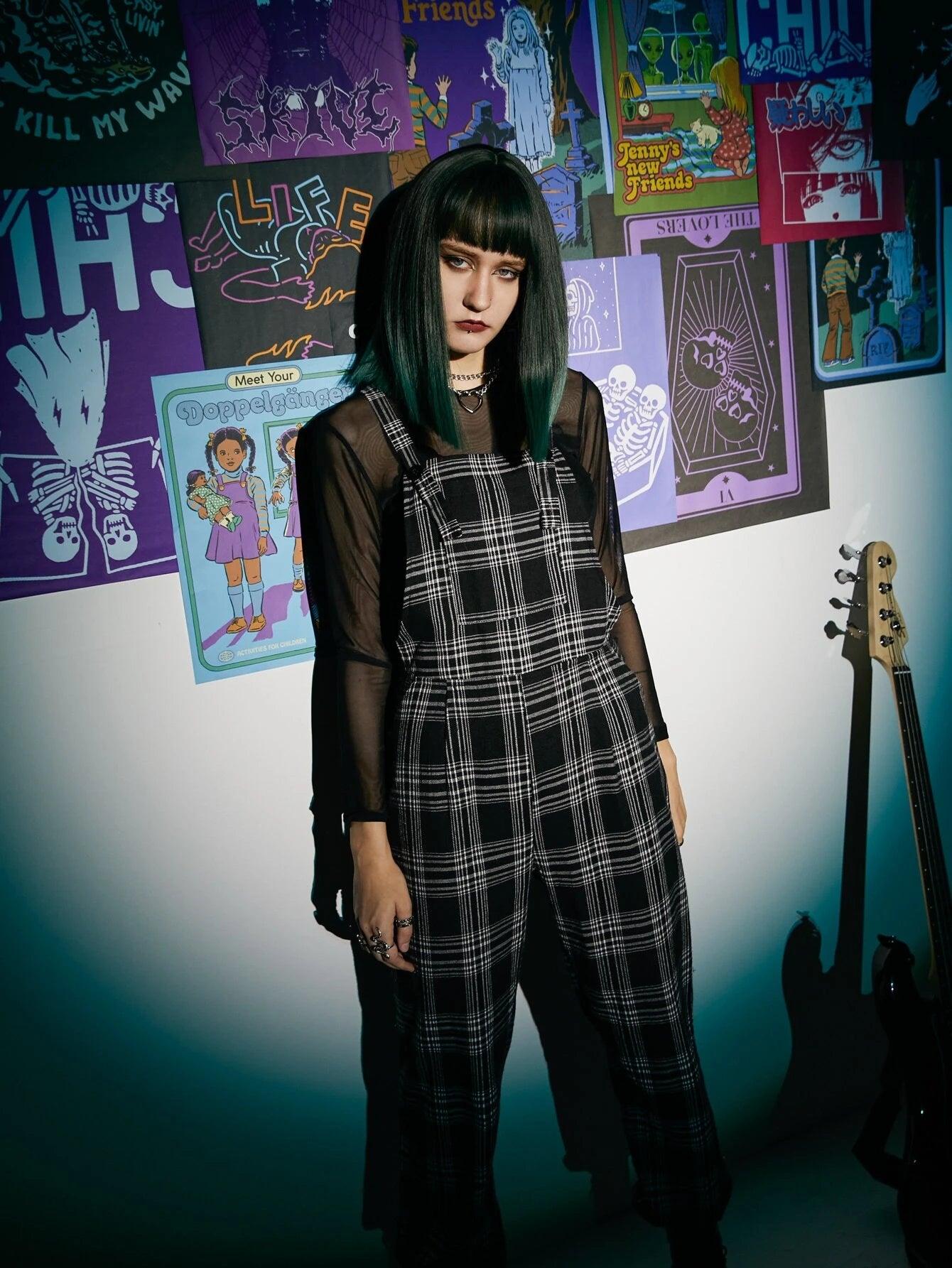 Punk Plaid Jumpsuit-Comfy Jumpsuits