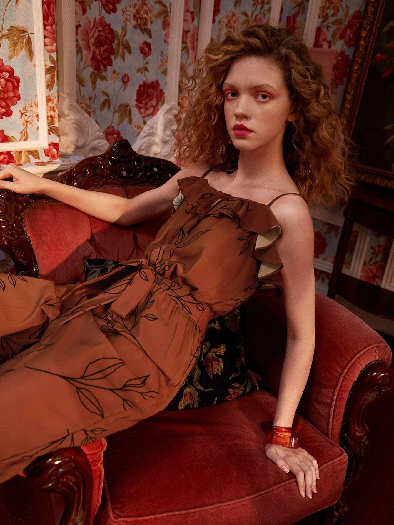 Trim Tie Front Belted Cami Jumpsuit-Comfy Jumpsuits