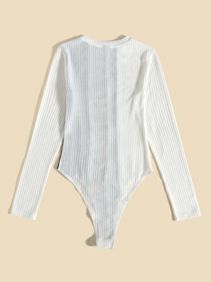 Casual Round Neck Bodysuit-Comfy Jumpsuits