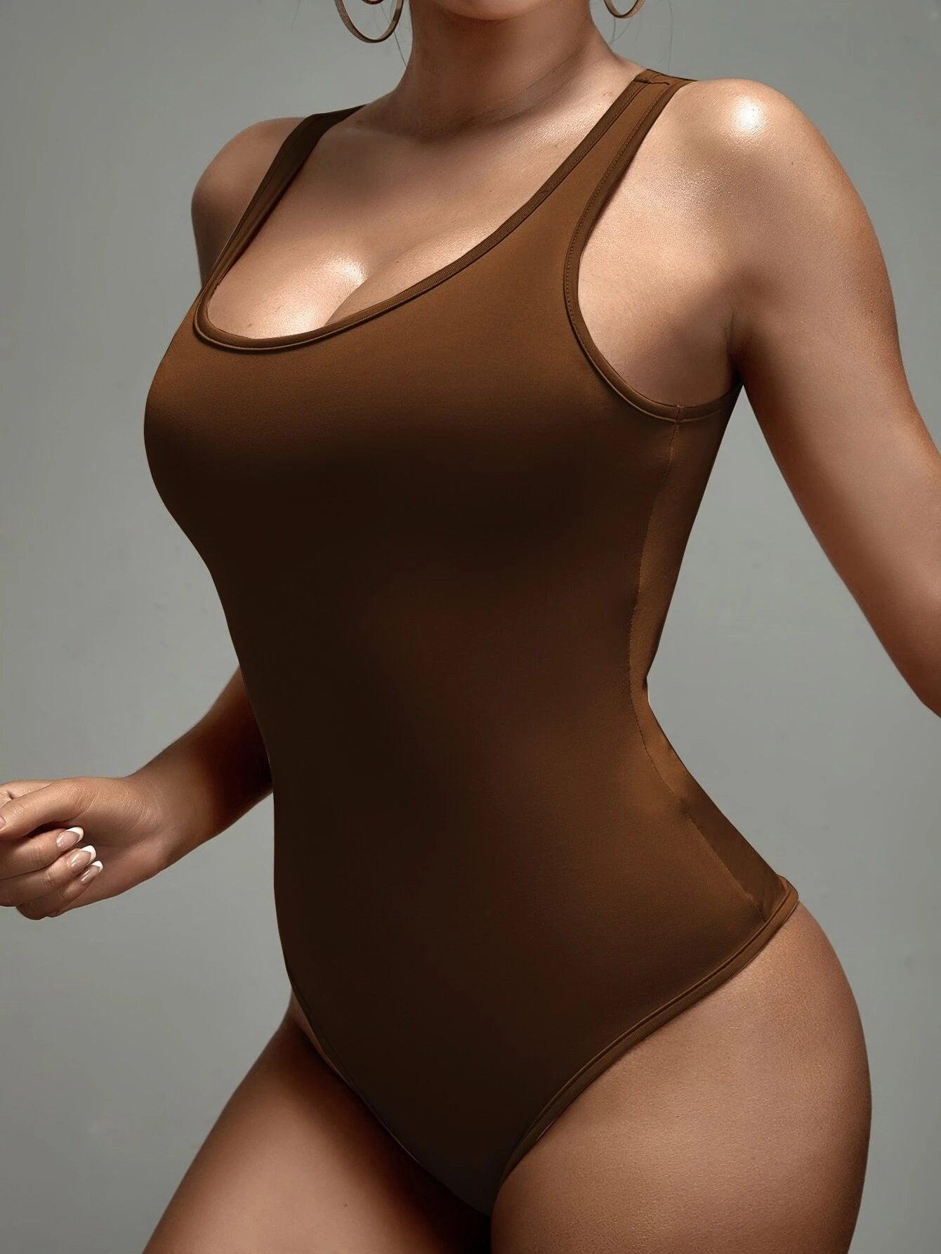 Scoop Neck Tank Bodysuit-Comfy Jumpsuits