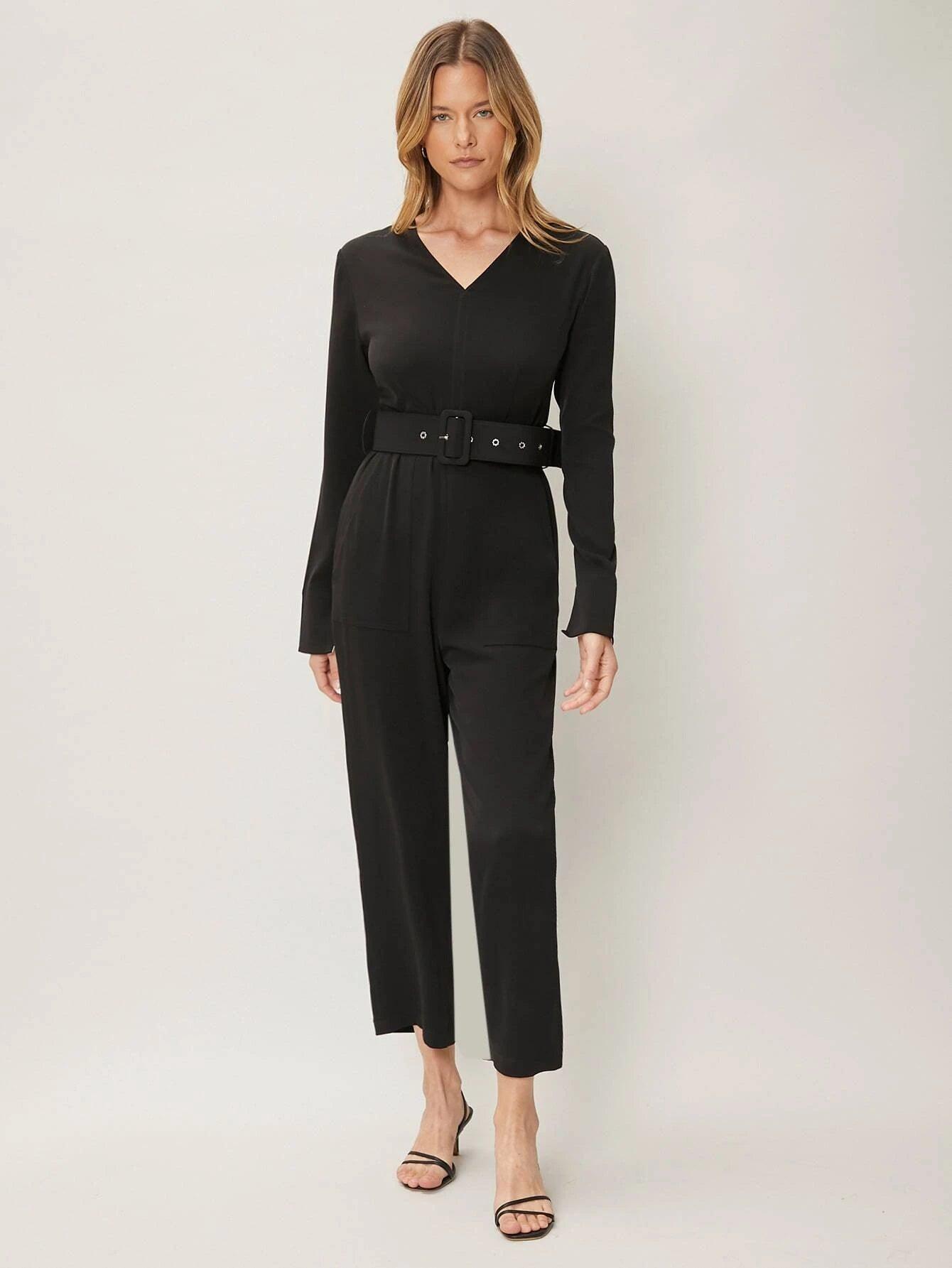 Capris Belted Jumpsuit-Comfy Jumpsuits