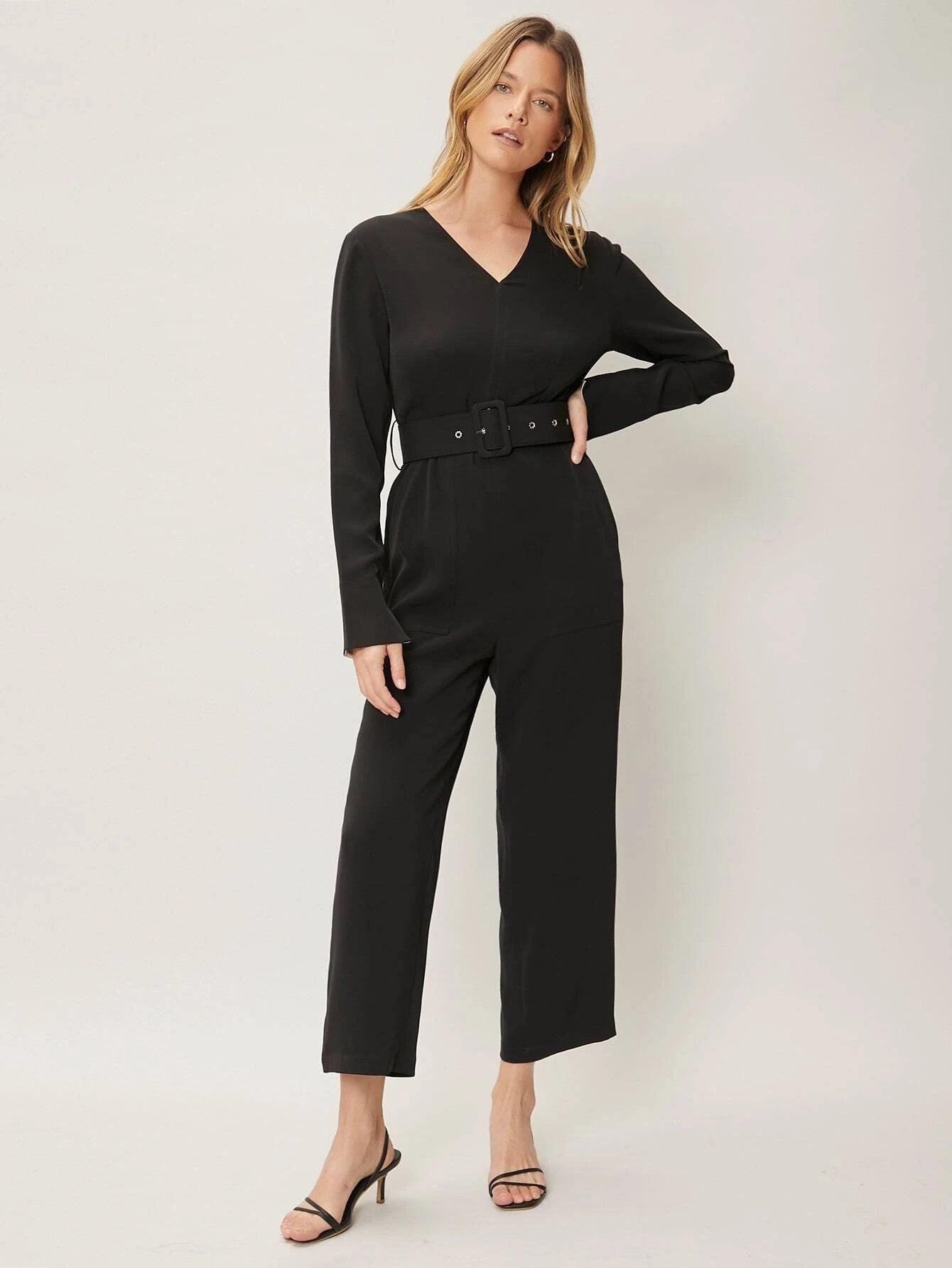 Capris Belted Jumpsuit-Comfy Jumpsuits
