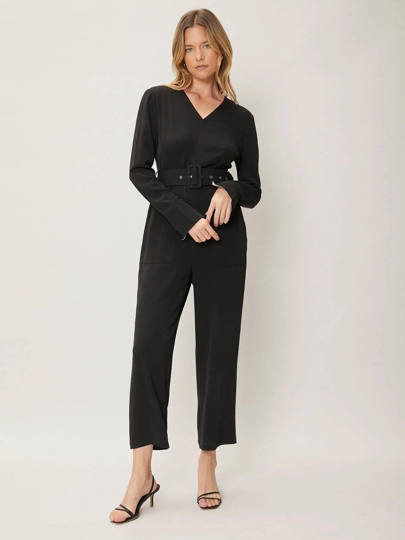 Capris Belted Jumpsuit-Comfy Jumpsuits