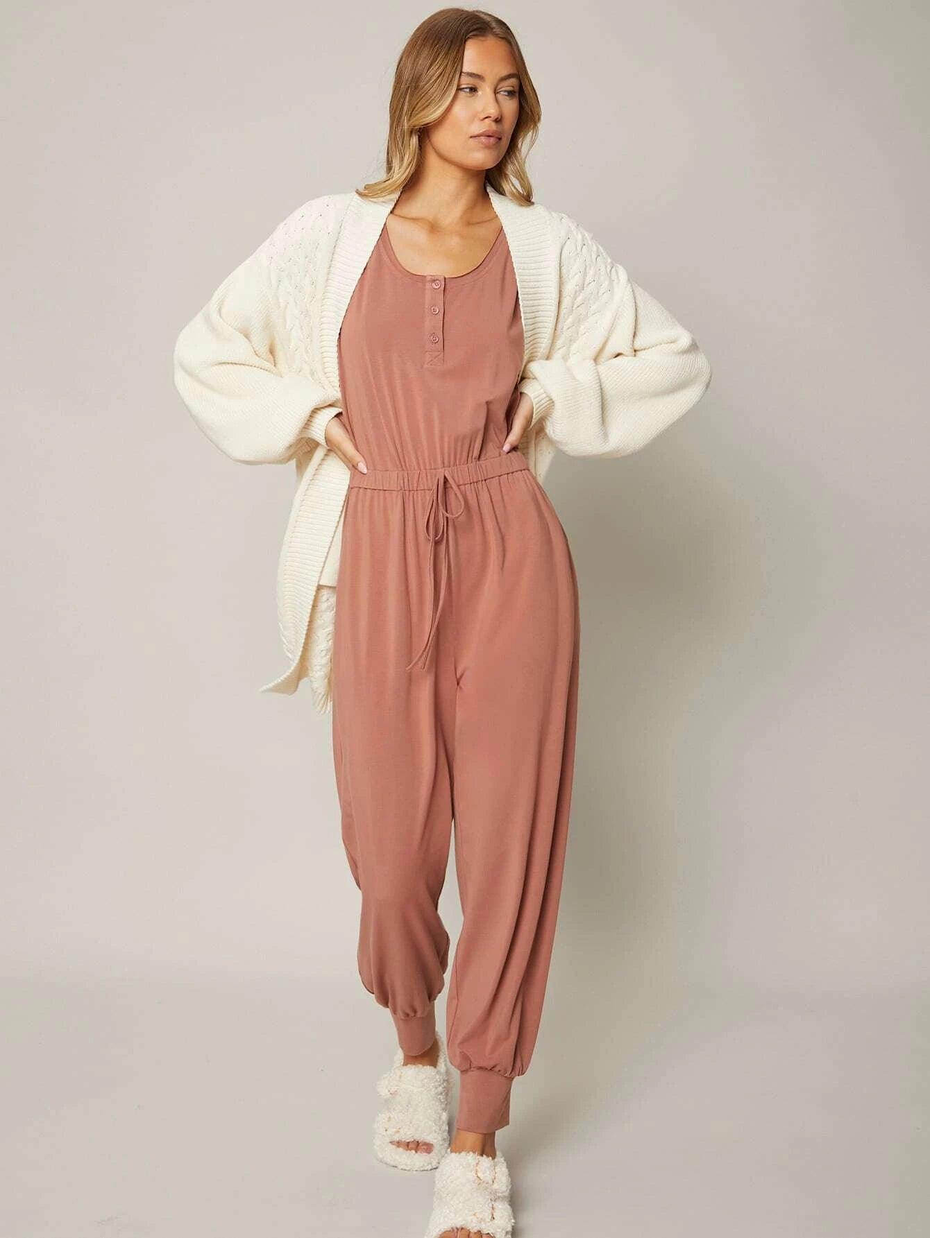 Drawstring Tank Jumpsuit-Comfy Jumpsuits