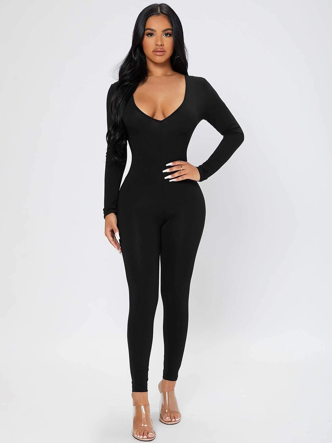Bodyfit Solid Colored Jumpsuit-Comfy Jumpsuits