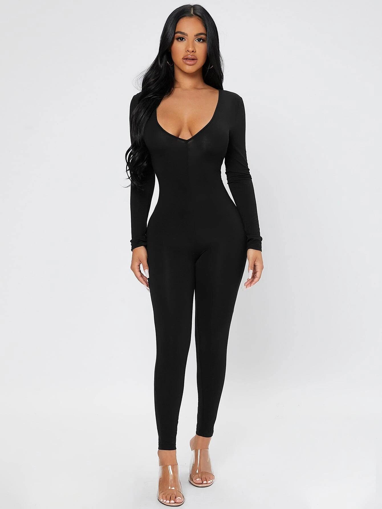 Bodyfit Solid Colored Jumpsuit-Comfy Jumpsuits