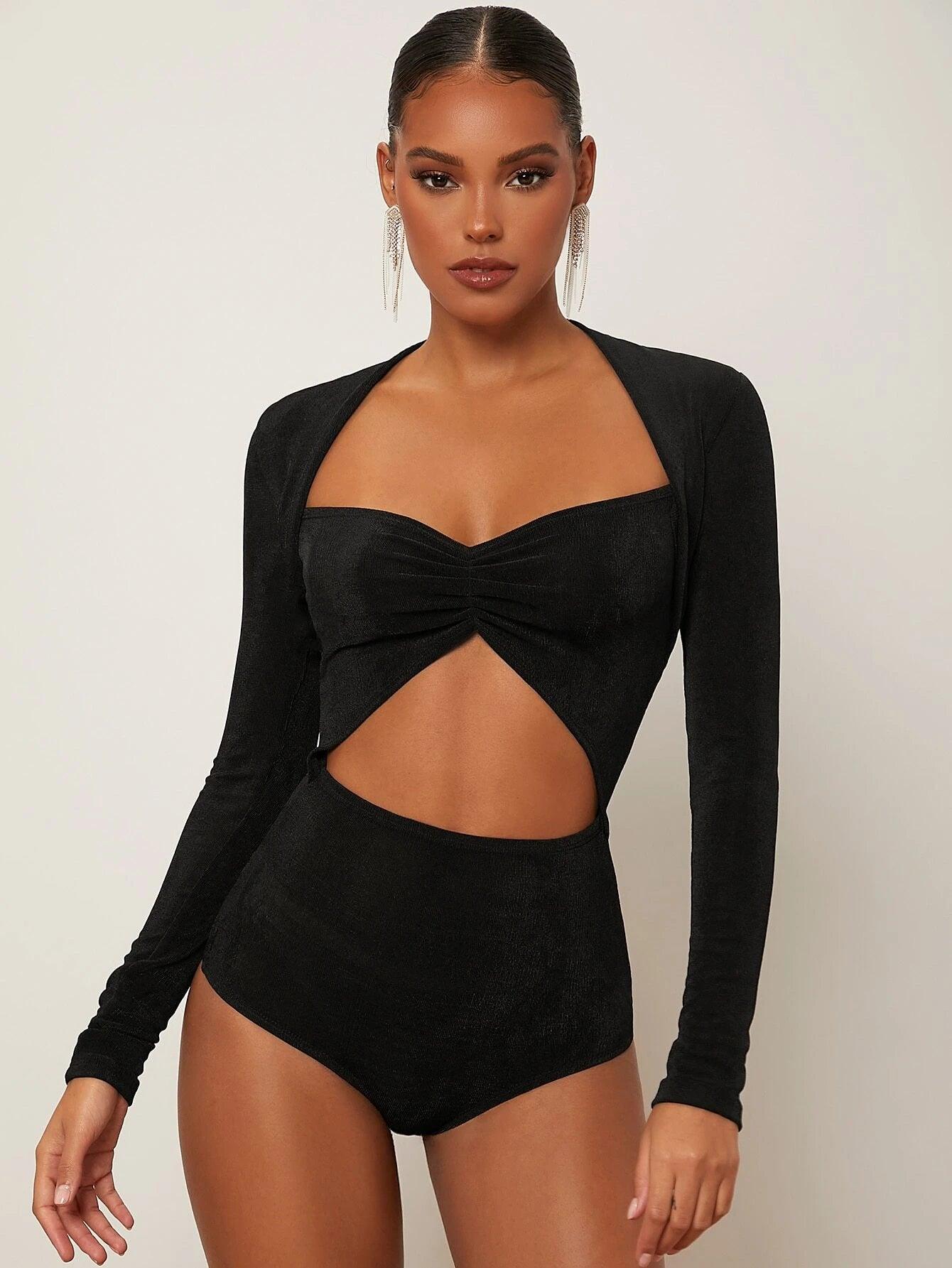 Long Sleeve Tee Bodysuit-Comfy Jumpsuits