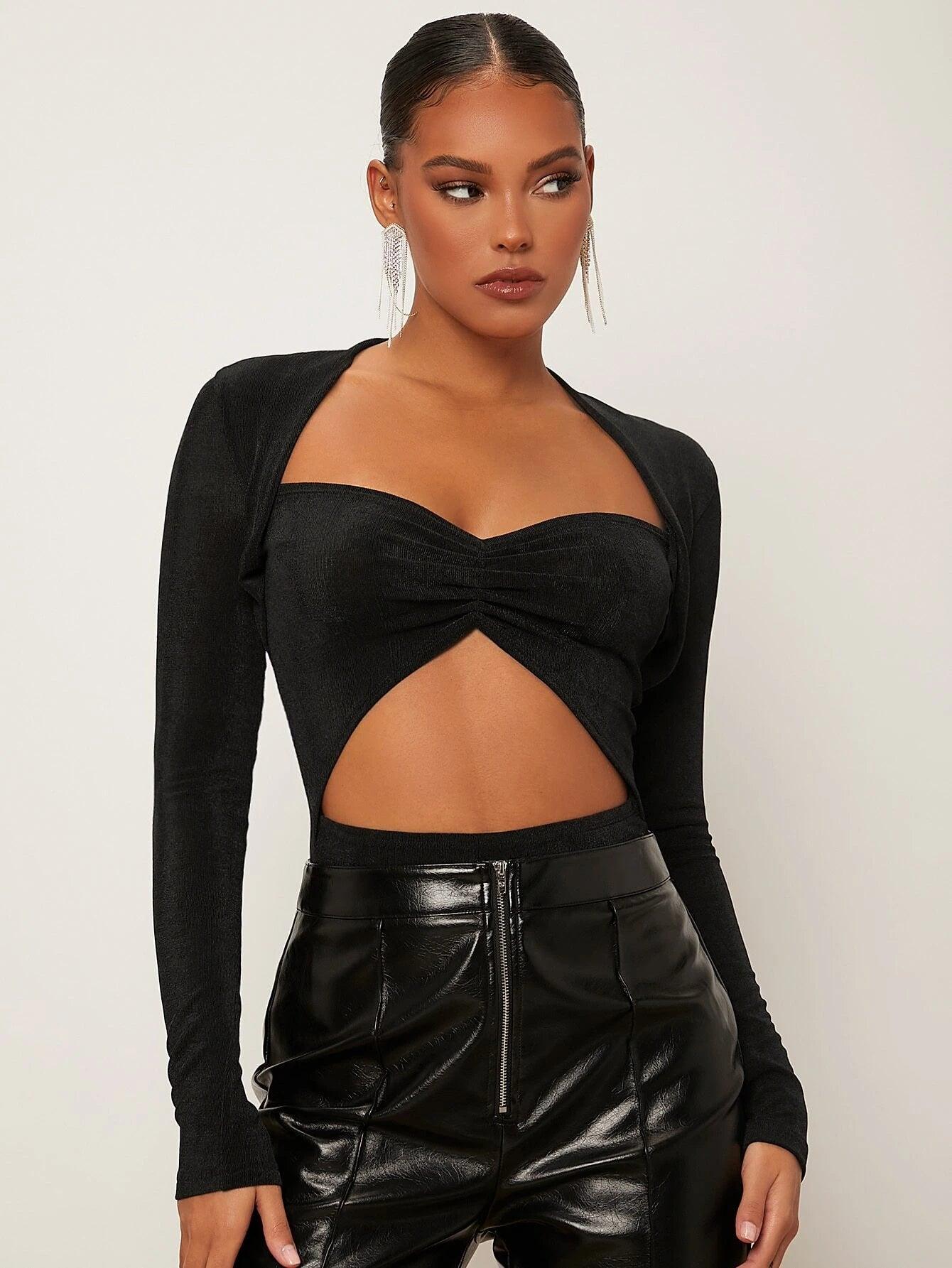 Long Sleeve Tee Bodysuit-Comfy Jumpsuits