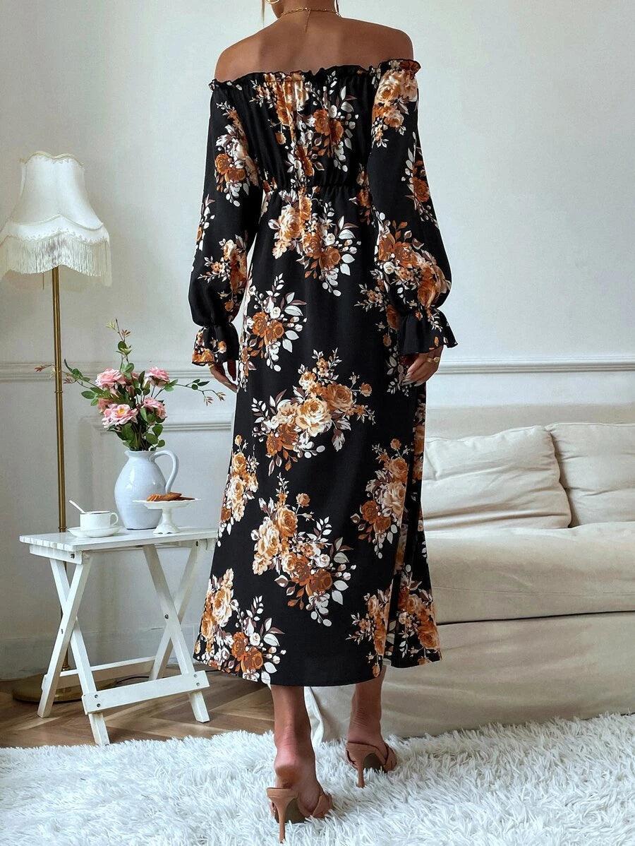 Floral Print Overlay Bardot Romper-Comfy Jumpsuits