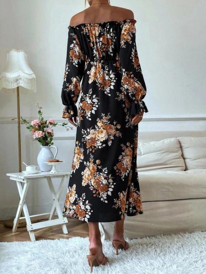 Floral Print Overlay Bardot Romper-Comfy Jumpsuits