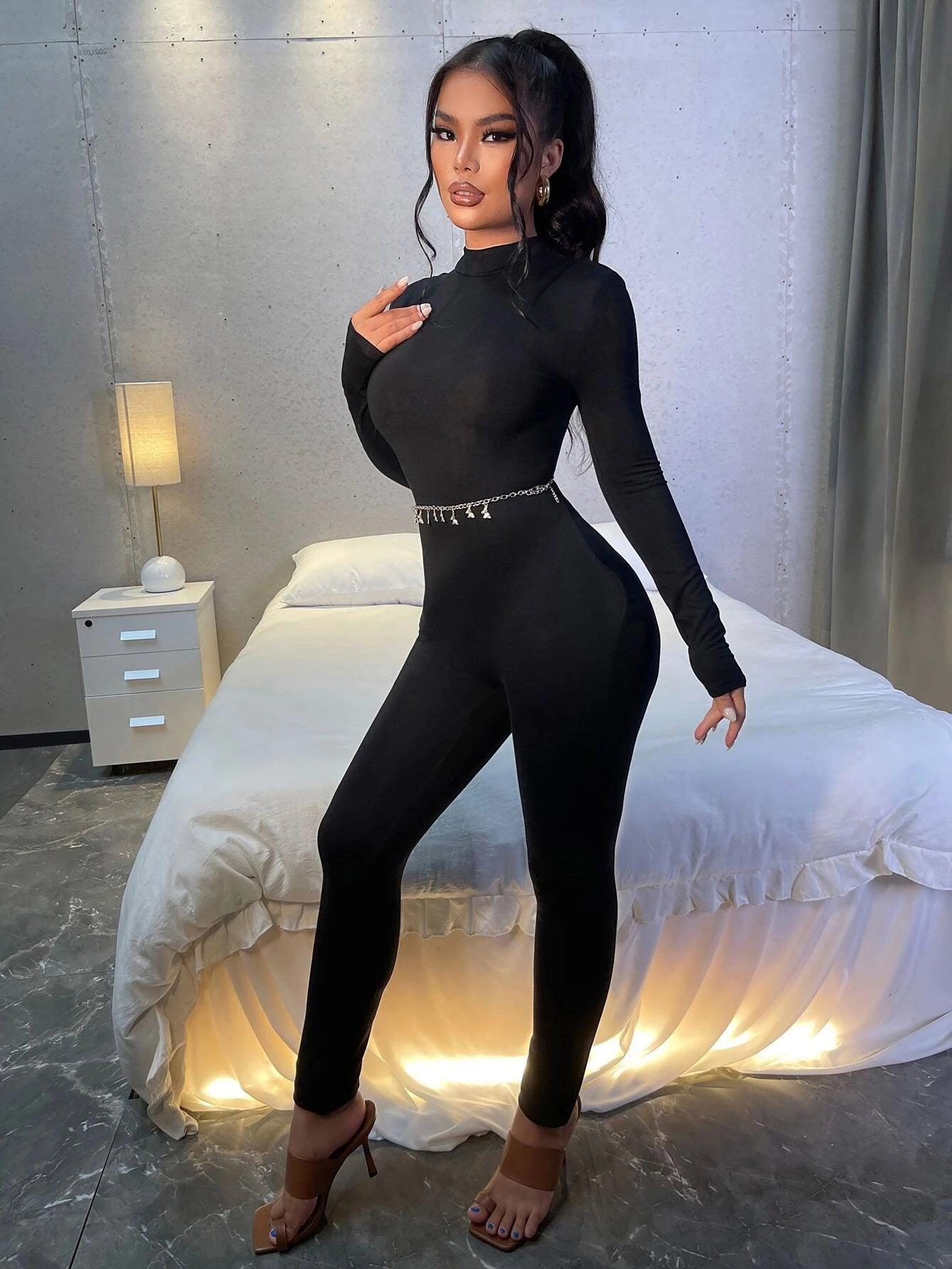 Zipper Back Unitard Jumpsuit-Comfy Jumpsuits