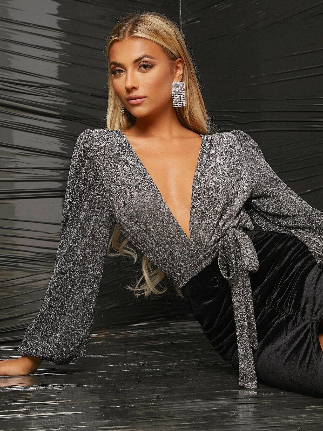 Deep V Neck Backless Bodysuit-Comfy Jumpsuits