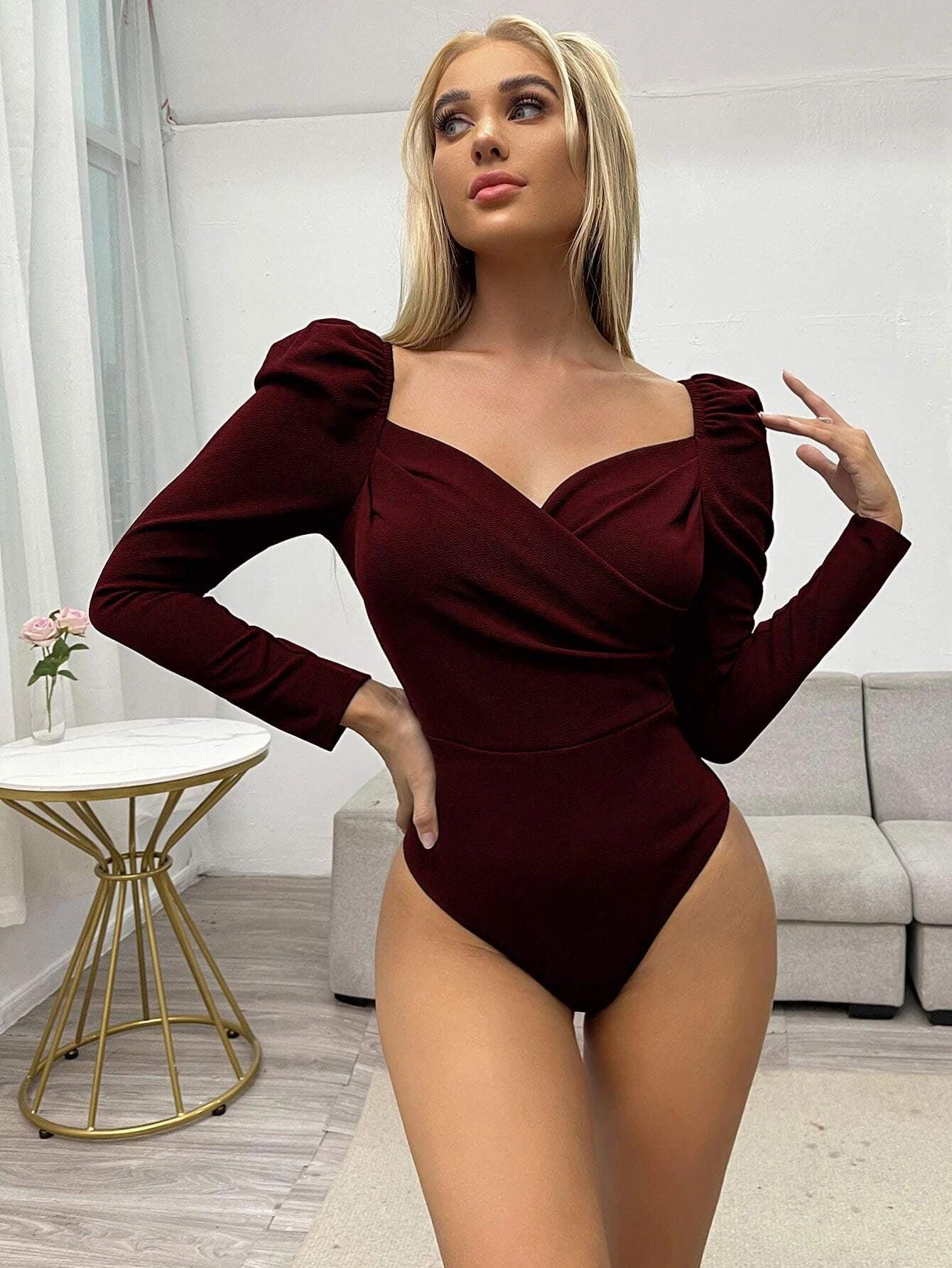 Front Sleeve Bodysuit-Comfy Jumpsuits