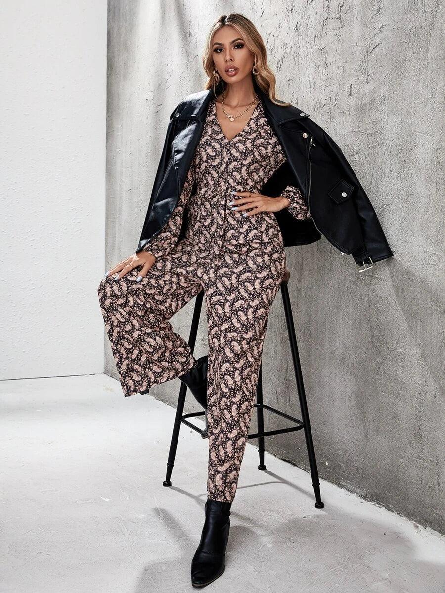 Wide Leg Belted Jumpsuit-Comfy Jumpsuits