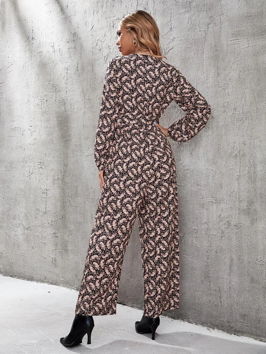 Wide Leg Belted Jumpsuit-Comfy Jumpsuits