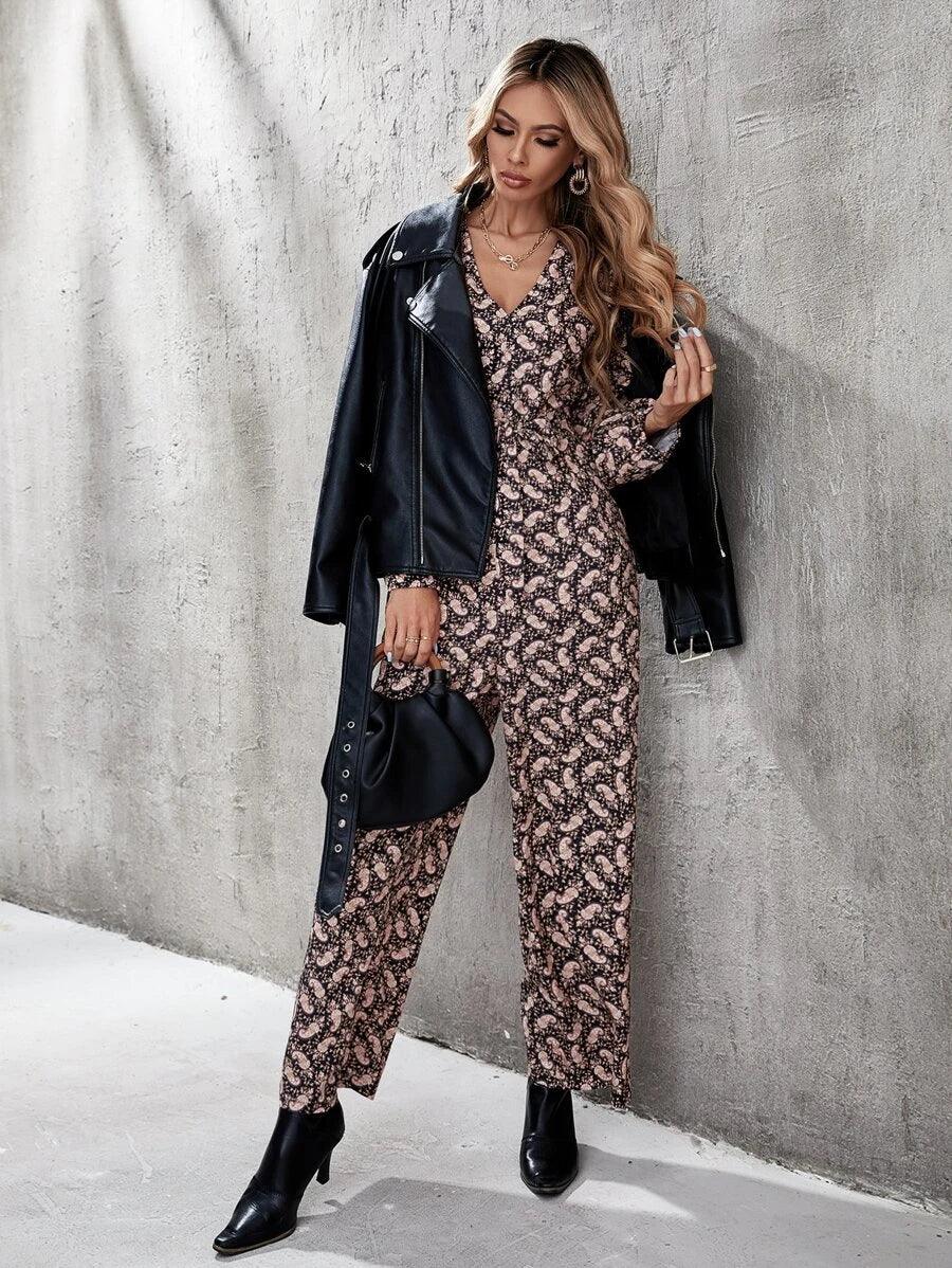 Wide Leg Belted Jumpsuit-Comfy Jumpsuits