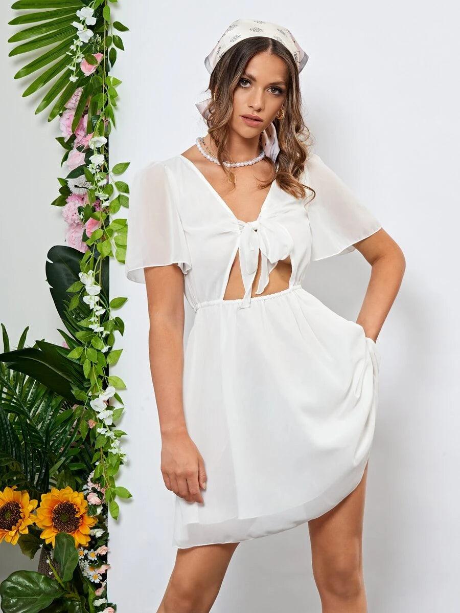 Front Knot Cut Out Boho Romper