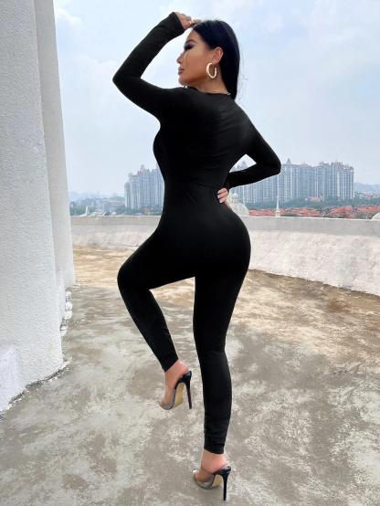 Deep V Neck Jumpsuit-Comfy Jumpsuits