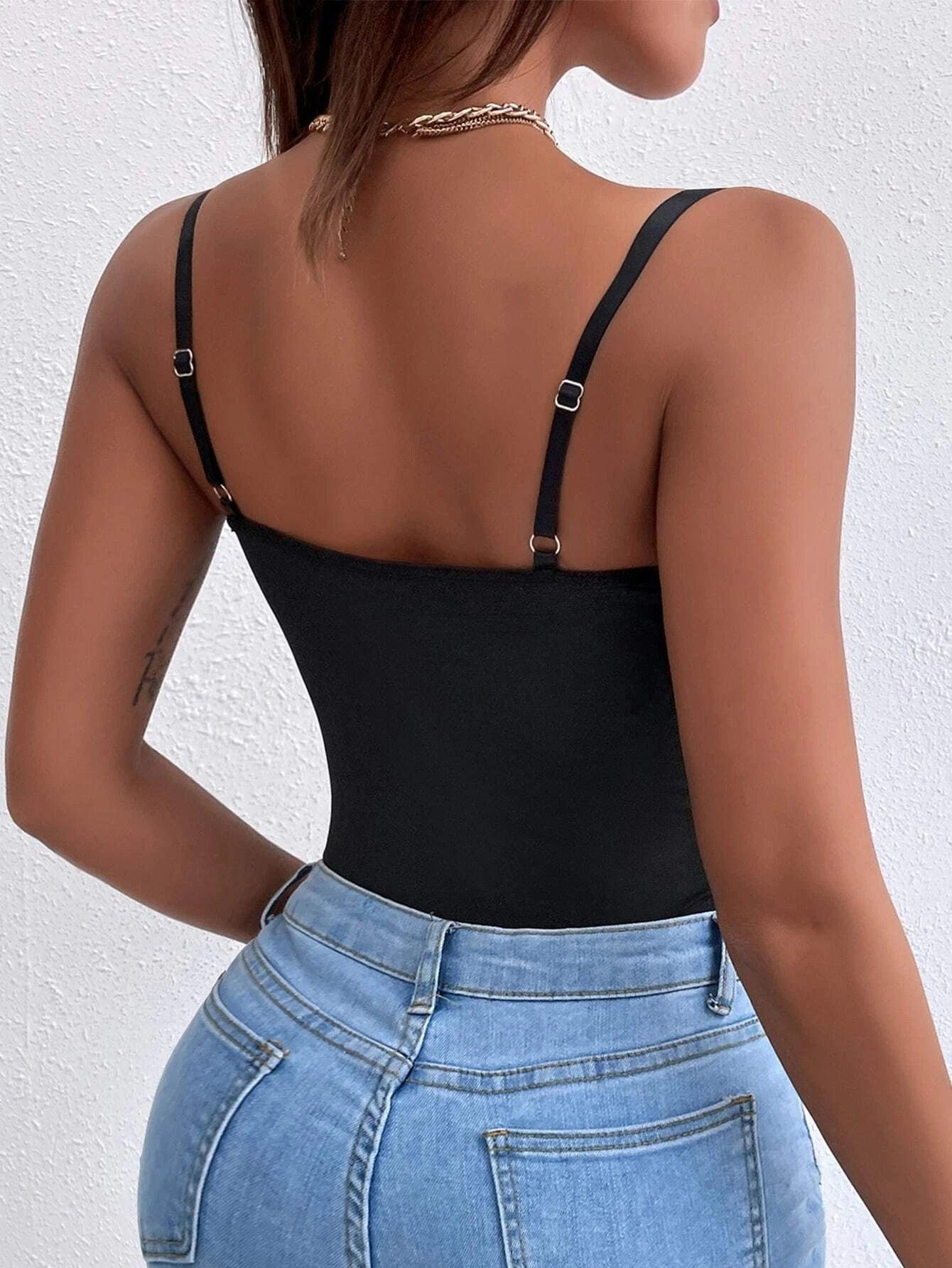 Sleeveless Lace Cami Bodysuit-Comfy Jumpsuits