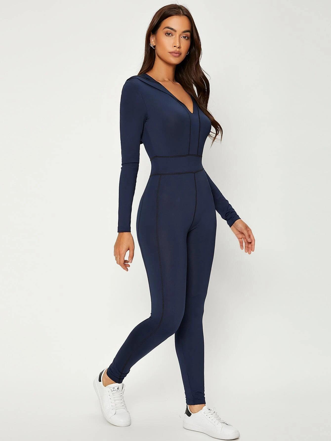 Hooded Unitard Jumpsuit-Comfy Jumpsuits