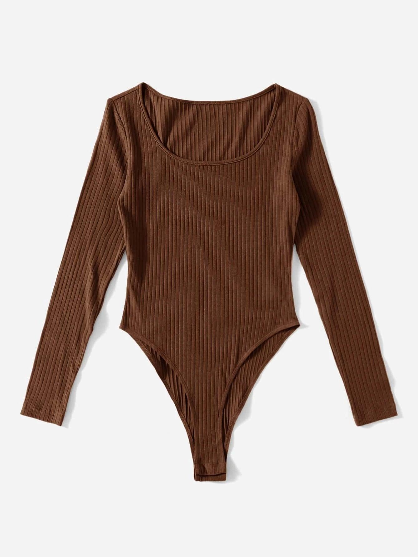 Ribbed Knit Bodysuit-Comfy Jumpsuits
