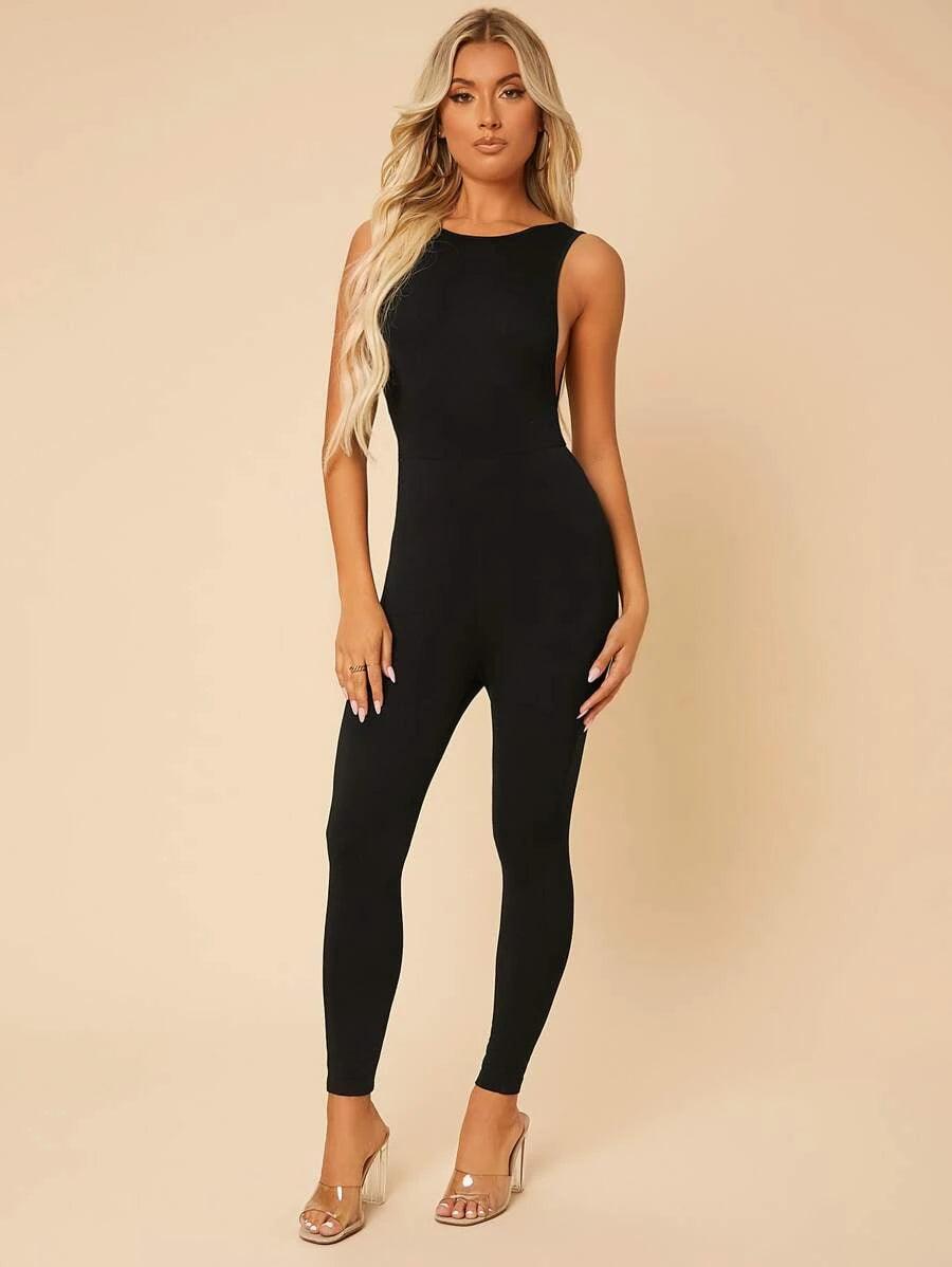 Round Neck Tank Unitard Jumpsuit-Comfy Jumpsuits