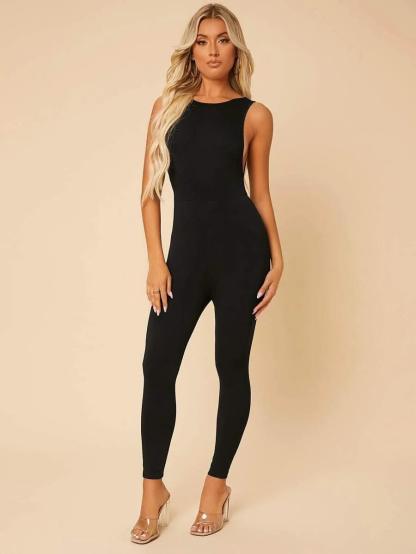 Round Neck Tank Unitard Jumpsuit-Comfy Jumpsuits