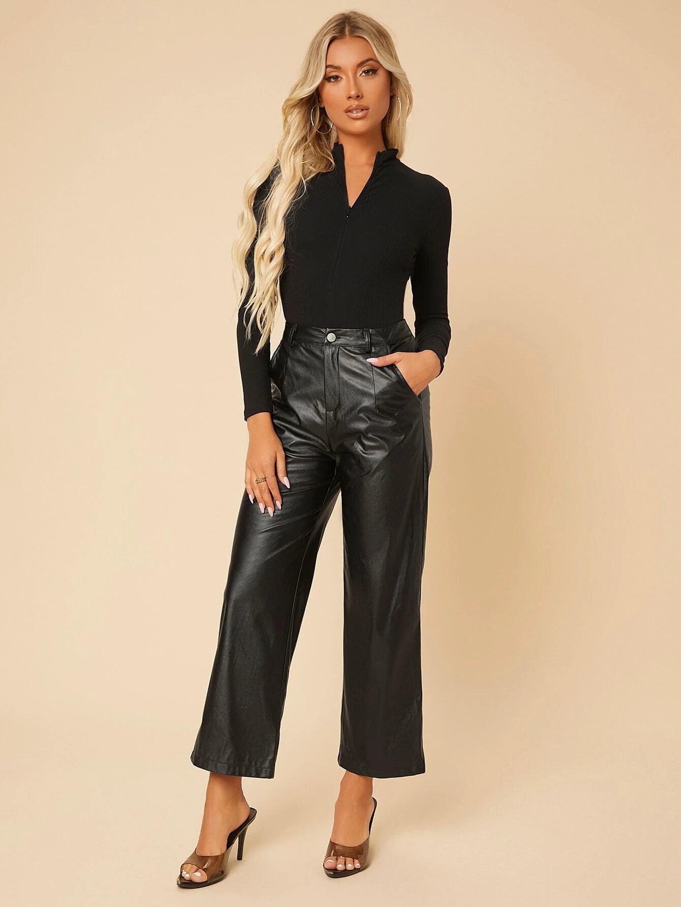 Mock Neck Half Zip Skinny Bodysuit-Comfy Jumpsuits