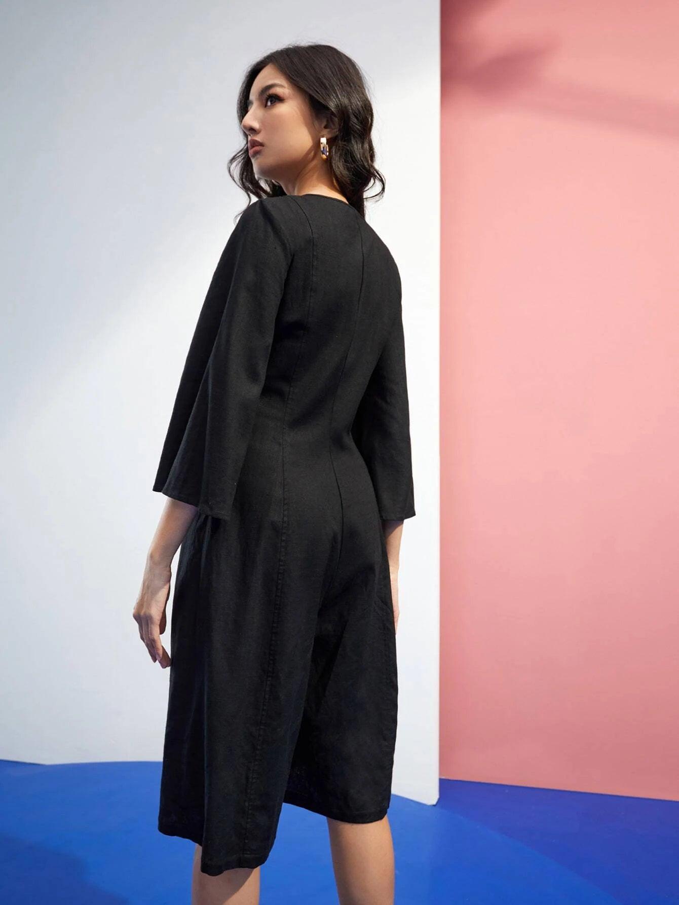 Goose Half Zipper Wide Leg Jumpsuit-Comfy Jumpsuits