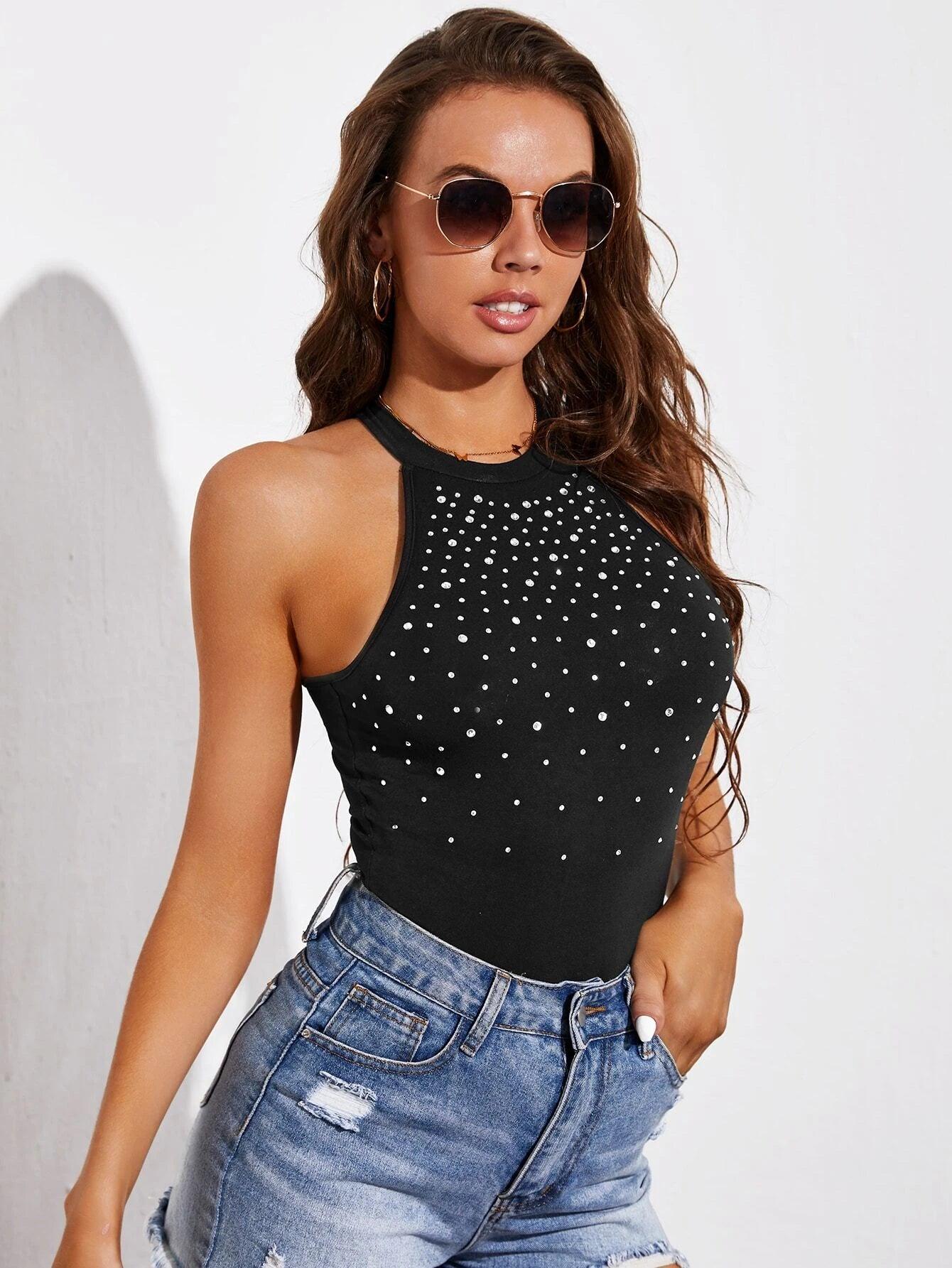 Slim Fit Halter Neck Bodysuit-Comfy Jumpsuits