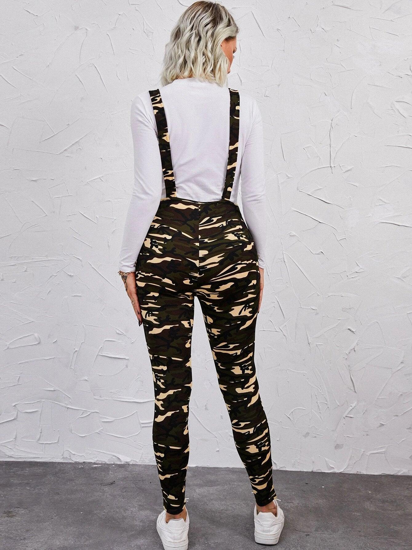 Camo Printed Pocket Jumpsuit-Comfy Jumpsuits
