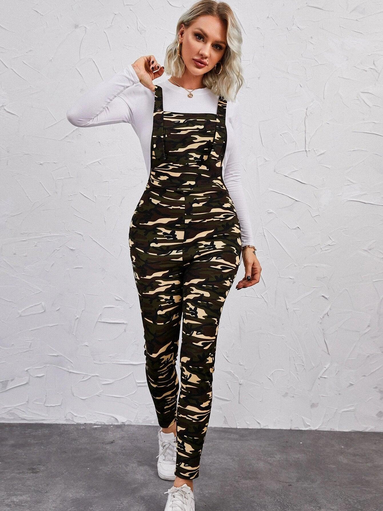 Camo Printed Pocket Jumpsuit-Comfy Jumpsuits