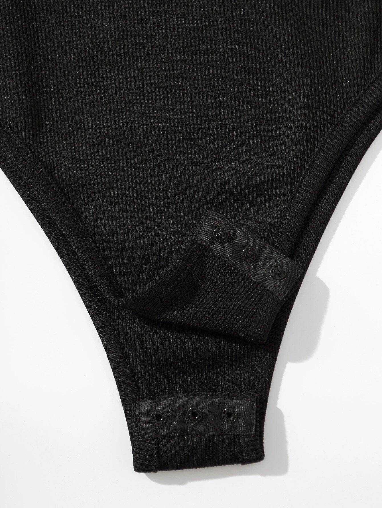 Ribbed Knit Two Tone Bodysuit-Comfy Jumpsuits