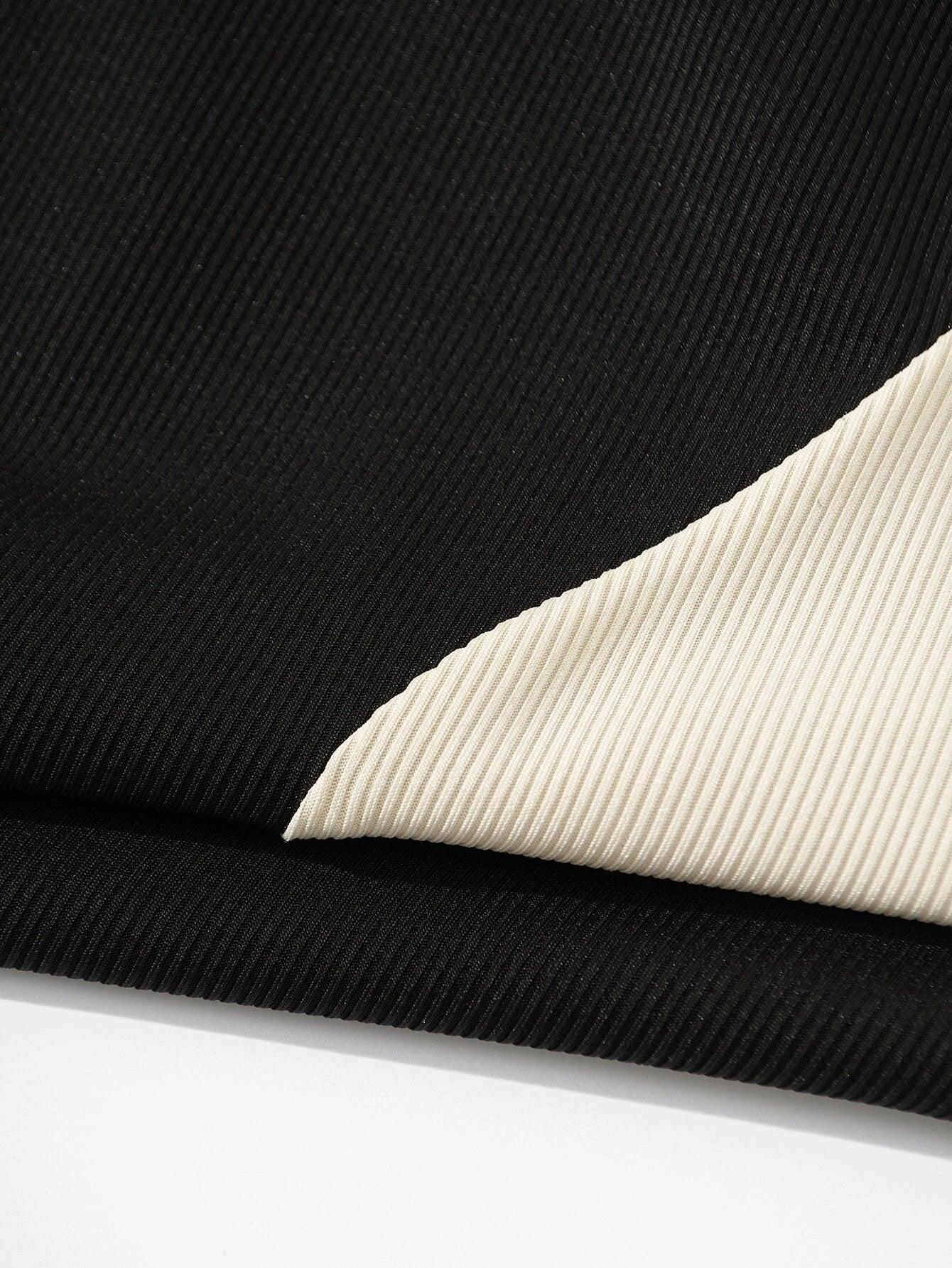 Ribbed Knit Two Tone Bodysuit-Comfy Jumpsuits